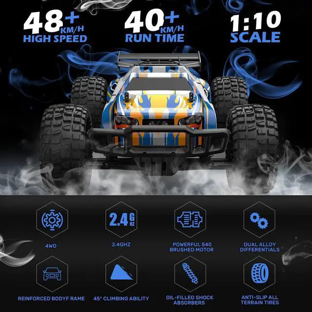 Alt view image 4 of 7 - DEERC 9205E 4WD Remote Control Car Off Road 1:10 RC Cars 48+ KM/H High Speed 40+ min Play