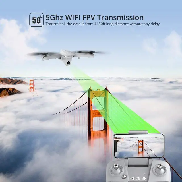 Alt view image 2 of 7 - Holy Stone HS175 GPS Drone with 2K UHD Camera, 5GHz FPV Transmission, Custom Flight, 2 Batteries for 40 Min + Carrying Case