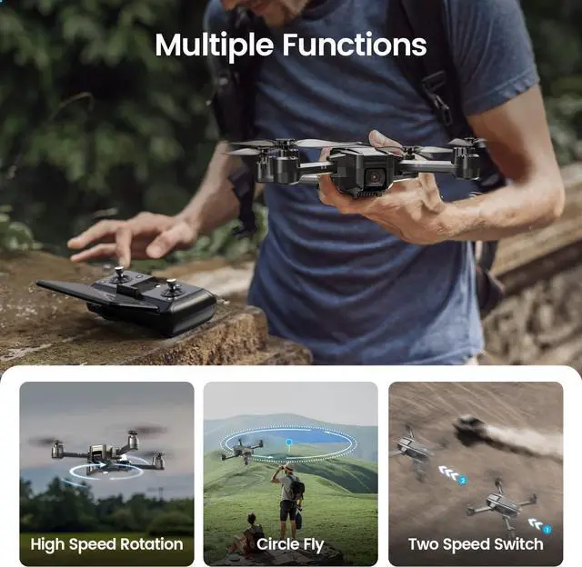 Alt view image 5 of 7 - Holy Stone HS440 Foldable FPV Drone with 1080P WiFi Camera for Adults and Kids; Voice and Gesture Control RC Quadcopter with 2 Batteries for 40 Min flight, Auto Hover, Gravity Sensor, Carrying Case