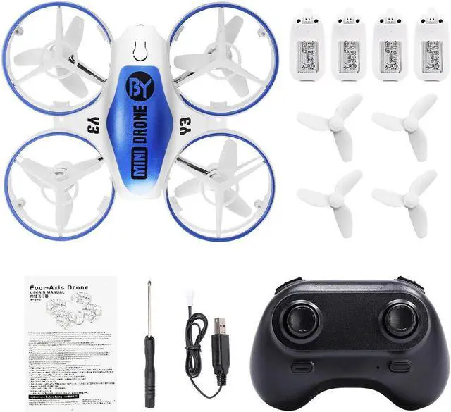 Alt view image 7 of 7 - LED Mini Drone 3D Flips 3 Speeds RC Quadcopter Helicopter 4 Batteries RC Drone