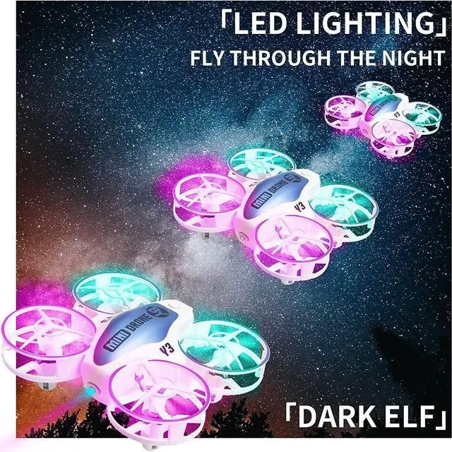 Alt view image 3 of 7 - LED Mini Drone 3D Flips 3 Speeds RC Quadcopter Helicopter 4 Batteries RC Drone