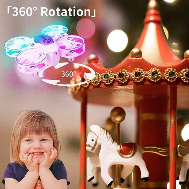 Alt view image 6 of 7 - LED Mini Drone 3D Flips 3 Speeds RC Quadcopter Helicopter 4 Batteries RC Drone