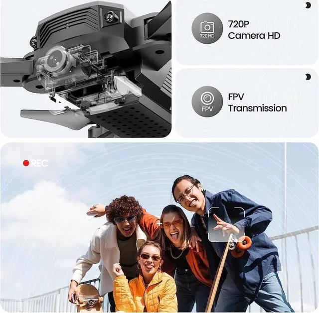 Alt view image 3 of 7 - DEERC D20 Mini Drone for Kids with 720P HD FPV Camera Remote Control Toys Gifts for Boys Girls with Altitude Hold, Headless Mode, One Key Start Speed Adjustment, 3D Flips 2 Batteries Silver