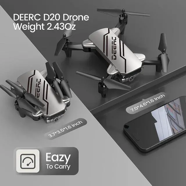 Alt view image 5 of 7 - DEERC D20 Mini Drone for Kids with 720P HD FPV Camera Remote Control Toys Gifts for Boys Girls with Altitude Hold, Headless Mode, One Key Start Speed Adjustment, 3D Flips 2 Batteries Silver