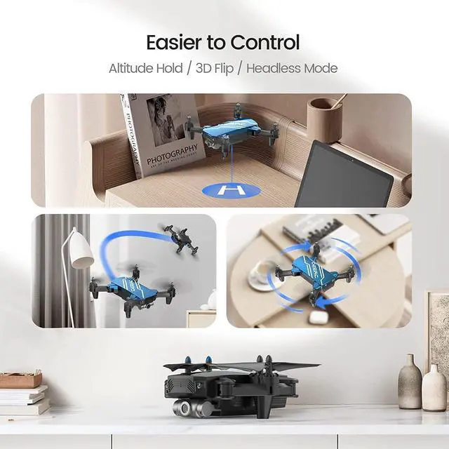 Alt view image 3 of 7 - DEERC D20 Mini Drone with Camera for Kids, Remote Control Toys Gifts for Boys Girls with Voice Control Gestures Selfie Altitude Hold, Gravity Control, One Key Start, 3D Flips 2 Batteries 1 Piece  Bl