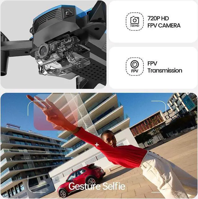 Alt view image 2 of 7 - DEERC D20 Mini Drone with Camera for Kids, Remote Control Toys Gifts for Boys Girls with Voice Control Gestures Selfie Altitude Hold, Gravity Control, One Key Start, 3D Flips 2 Batteries 1 Piece  Bl