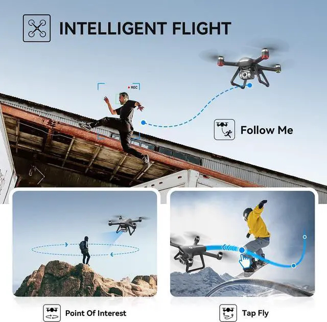 Alt view image 5 of 7 - Holy Stone HS700E 4K UHD Drone with EIS Anti Shake 130°FOV Camera for Adults, GPS Quadcopter with 5GHz FPV Transmission, Brushless Motor, Easy Auto Return Home, Follow Me and Outdoor Carrying Case