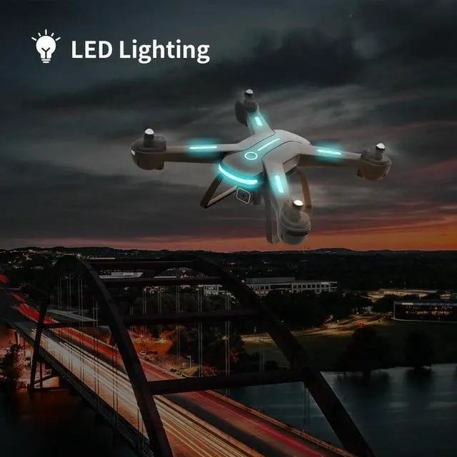 Alt view image 2 of 7 - JY03 Drone with 1080P HD Camera for Adults and Kids FPV RC Quadcopter with LED Lights and Optical flow Sensor 2 Batteries Black