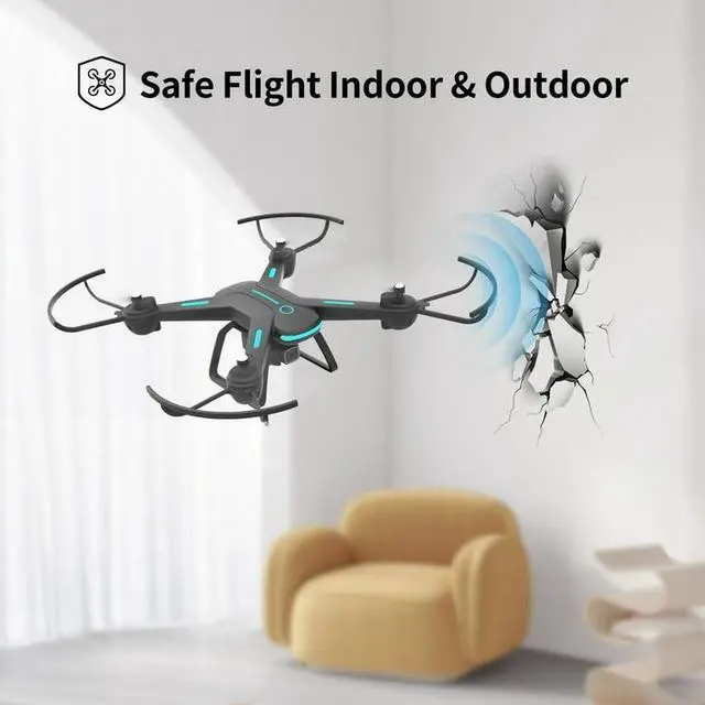 Alt view image 5 of 7 - JY03 Drone with 1080P HD Camera for Adults and Kids FPV RC Quadcopter with LED Lights and Optical flow Sensor 2 Batteries Black