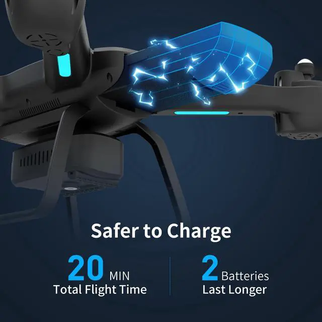 Alt view image 3 of 7 - JY03 Drone with 1080P HD Camera for Adults and Kids FPV RC Quadcopter with LED Lights and Optical flow Sensor 2 Batteries Black