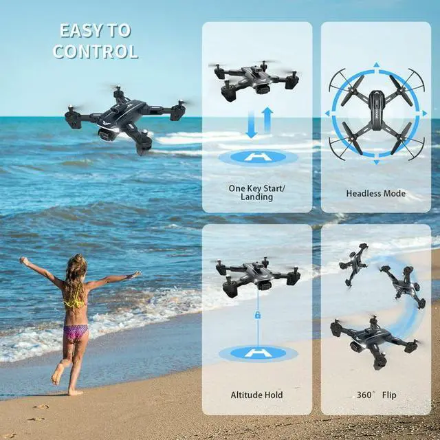 Alt view image 4 of 6 - D89 RC Drone with 720P HD Camera for Kids FPV RC Quadcopter Intelligent 3 Sides Obstacle Avoidance,Great Gift for Children Adults Play Indoor and Outdoor 3 BatteriesBlack