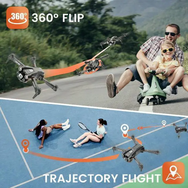 Alt view image 4 of 6 - D96 Drone with 4K HD Dual Camera Obstacle Avoidance Foldable Drone 3 Batteries 36mins Flight Time for Adults and Beginners
