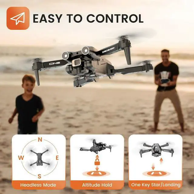 Alt view image 3 of 6 - D96 Drone with 4K HD Dual Camera Obstacle Avoidance Foldable Drone 3 Batteries 36mins Flight Time for Adults and Beginners