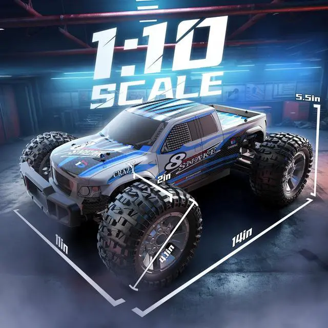Alt view image 4 of 7 - DEERC 9200E Large Hobby RC Cars, 48 KM/H 1:10 Scale Fast High Speed Remote Control Car for Adult Boy, 4WD 2.4GHz Off Road Monster RC Truck Toy All Terrain Racing,2 Batteries for 40 Min Play
