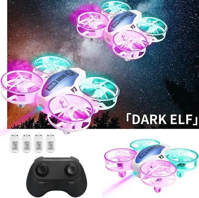 Alt view image 7 of 7 - X11 LED Mini Drone 3D Flips 3 Speeds RC Quadcopter Helicopter 4 Batteries RC Drone