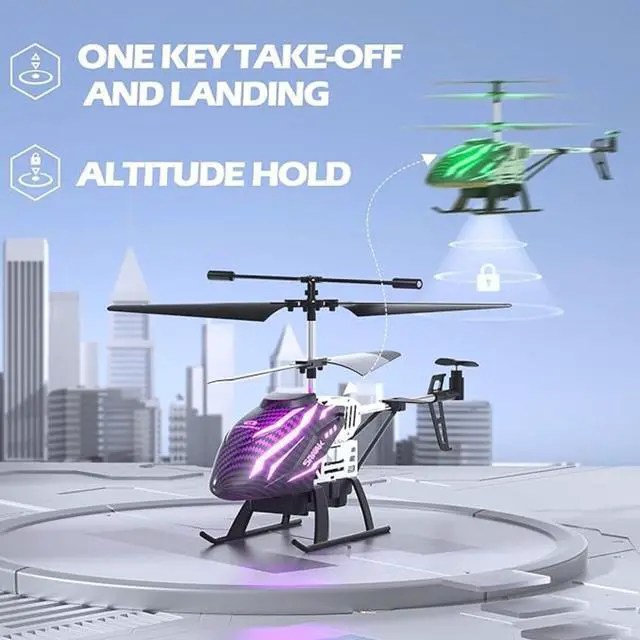 Alt view image 5 of 6 - DE23 Remote Control Helicopter, RC Helicopters with 7 Colors Light, 2 Modular Battery for 24 Min Play, Altitude Hold, One Key take Off/Landing, 2.4GHz Aircraft Indoor Flying Toy for Boys Girls