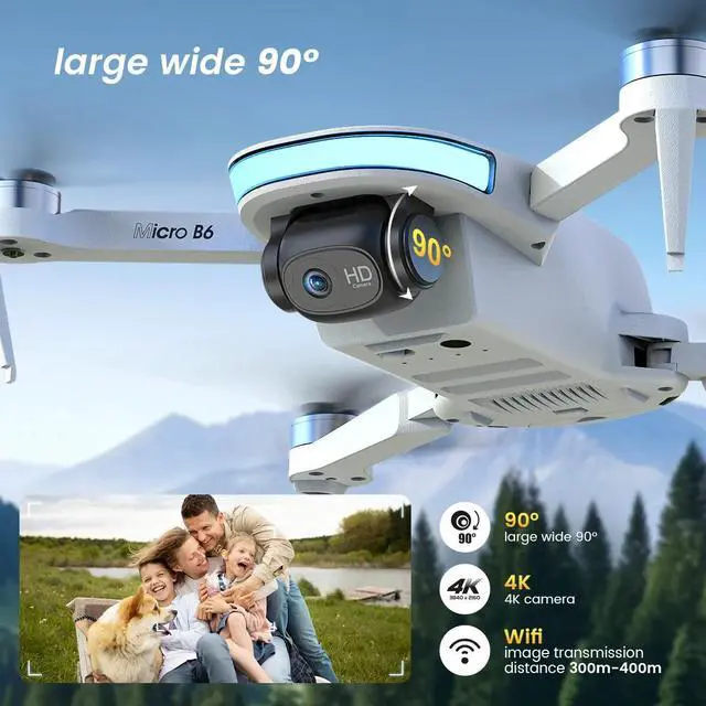 Alt view image 3 of 7 - B6 Drone Brushless GPS Mini Drone with 4K HD Camera WiFi FPV Foldable Quadcopter