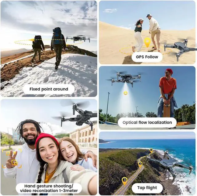 Alt view image 5 of 7 - B3 GPS RC Drone With 4K HD Camera WiFi FPV Foldable RC Quadcopter+ 2 Batteries