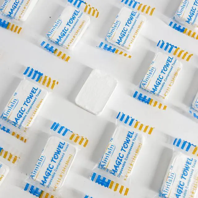 Alt view image 3 of 7 - Aimisin Compressed Towels Disposable Soft Durable Towels 100% Cotton for Home Bathroom Travel Camping, 9.4''x11.8'', 2 Pack, 200 Pcs