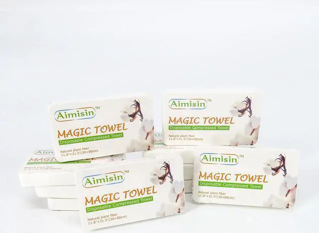 Alt view image 2 of 7 - Aimisin Compressed Towels Disposable Soft Durable Towels 100% Cotton for Home Bathroom Travel Camping, 11.8''x31.5'', 10 Pcs
