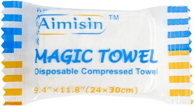 Alt view image 2 of 7 - Aimisin Compressed Towels Disposable Soft Durable Towels 100% Cotton for Home Bathroom Travel Camping, 9.4''x11.8'', 2 Pack, 200 Pcs