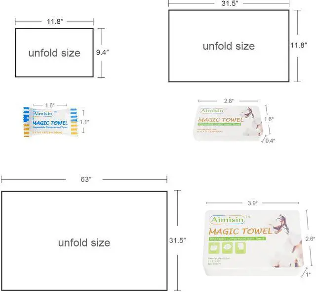 Alt view image 7 of 7 - Aimisin Compressed Towels Disposable Soft Durable Towels 100% Cotton for Home Bathroom Travel Camping, 9.4''x11.8'', 2 Pack, 200 Pcs