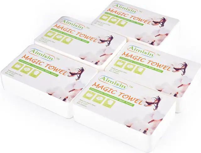 Alt view image 3 of 7 - Aimisin Compressed Towels Disposable Thick Soft Durable Towels Big Bath Towel 100% Cotton for Home Bathroom Travel Camping, 31.5''x63'', 10 Pcs