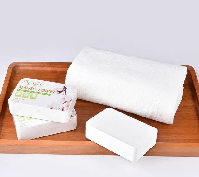 Alt view image 4 of 7 - Aimisin Compressed Towels Disposable Thick Soft Durable Towels Big Bath Towel 100% Cotton for Home Bathroom Travel Camping, 31.5''x63'', 10 Pcs