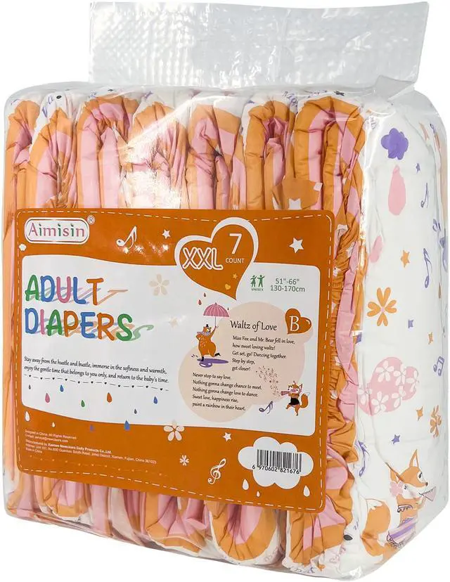 Alt view image 2 of 2 - Aimisin Adult Diaper for Men Women, 7pcs Colorful Print Diapers Heavy Absorbency Large XX-Large