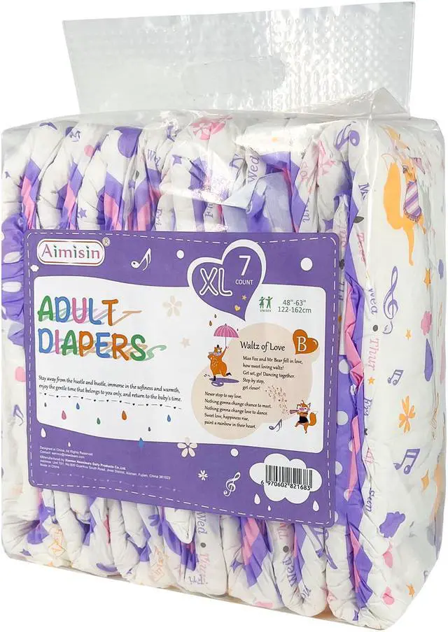 Alt view image 2 of 2 - Aimisin Adult Diaper for Men Women, 7pcs Colorful Print Diapers Heavy Absorbency Large X-Large