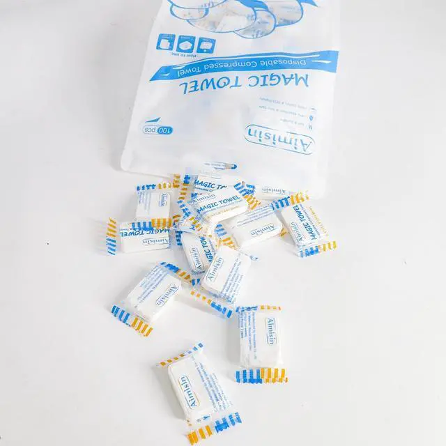 Alt view image 3 of 6 - Aimisin Compressed Towels Disposable Soft Durable Towels 100% Cotton for Home Bathroom Travel Camping, 9.4''x11.8'', 1 Pack, 100 Pcs