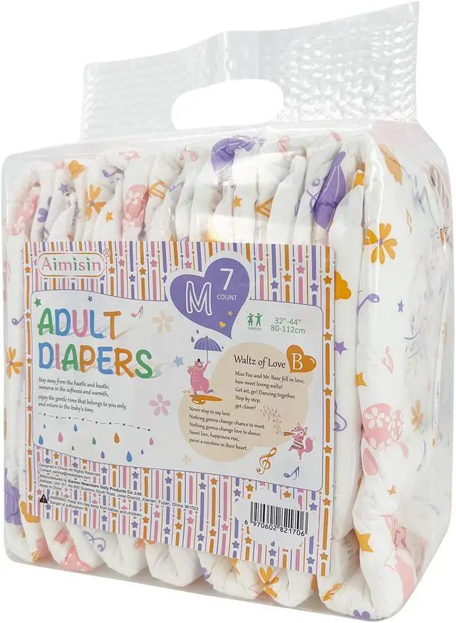 Alt view image 3 of 4 - Aimisin Adult Diaper for Men Women, 7pcs Colorful Print Diapers Heavy Absorbency Medium