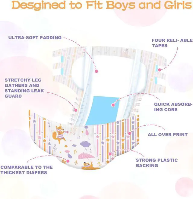 Alt view image 4 of 4 - Aimisin Adult Diaper for Men Women, 7pcs Colorful Print Diapers Heavy Absorbency Medium