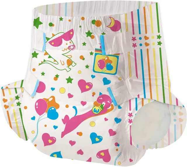 Alt view image 4 of 7 - Aimisin Adult Diaper for Men Women, 7pcs Colorful Unique Print Adult Diapers kitten Mimi and dinosaur Didi, Medium