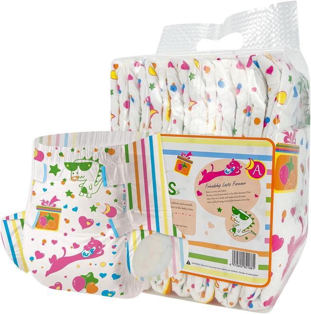 Aimisin Adult Diaper for Men Women, 7pcs Colorful Unique Print Adult Diapers  kitten Mimi and dinosaur Didi, X-Large 
