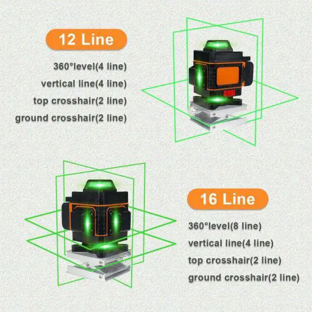 Alt view image 4 of 6 - 4D 360° 16 Lines Green Laser Level Auto Self Leveling Rotary Cross Measure