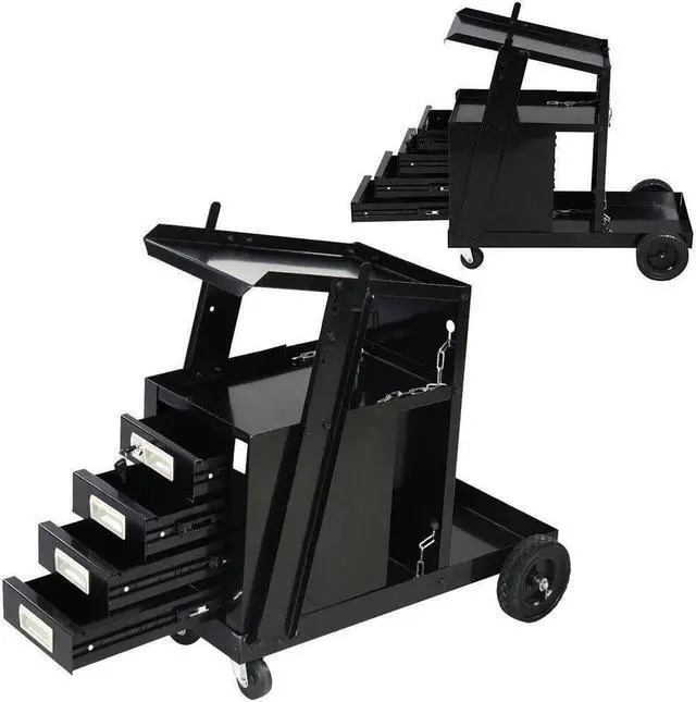 Main image of Welding Cart for MIG TIG Flux Welder Swivel Wheels 4 Drawer Cabinet Universal