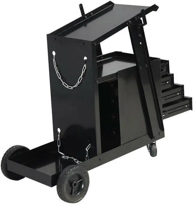 Alt view image 4 of 6 - Welding Cart for MIG TIG Flux Welder Swivel Wheels 4 Drawer Cabinet Universal