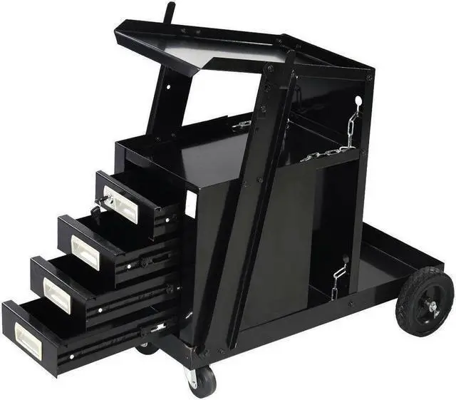Alt view image 3 of 6 - Welding Cart for MIG TIG Flux Welder Swivel Wheels 4 Drawer Cabinet Universal