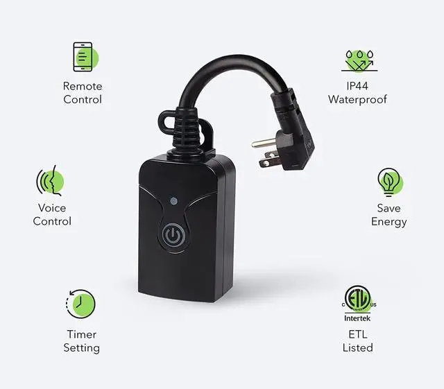 Alt view image 2 of 6 - Heavy Duty Outdoor Smart WiFi Plug Timer Wireless Remote Control by App