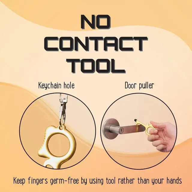 Alt view image 2 of 6 - 2-Pack Door Opener, Touchless Clean Key with Retractable Keychain Gold/ Black