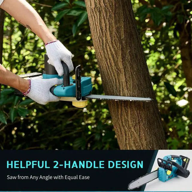 Alt view image 5 of 6 - Electric Chainsaw 10in Cordless Chainsaw for Gardening Woodwork Hedge Trimming