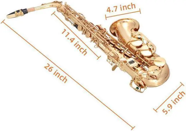 Alt view image 4 of 5 - Saxophone Eb Sax Alto E Flat Brass With Accessories Brass Golden
