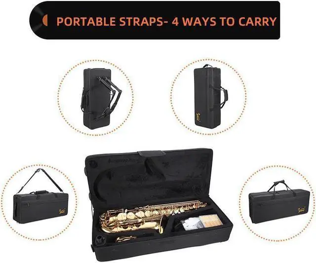 Alt view image 3 of 5 - Saxophone Eb Sax Alto E Flat Brass With Accessories Brass Golden
