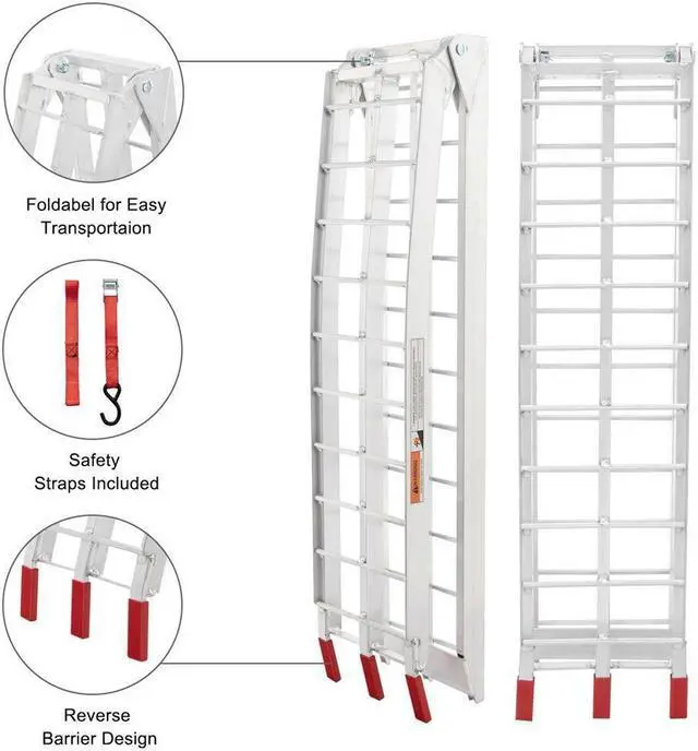 Alt view image 2 of 6 - Single 7.5ft Motorcycle Loading Ramp Aluminum Folding Truck Trailer 750lbs Rated