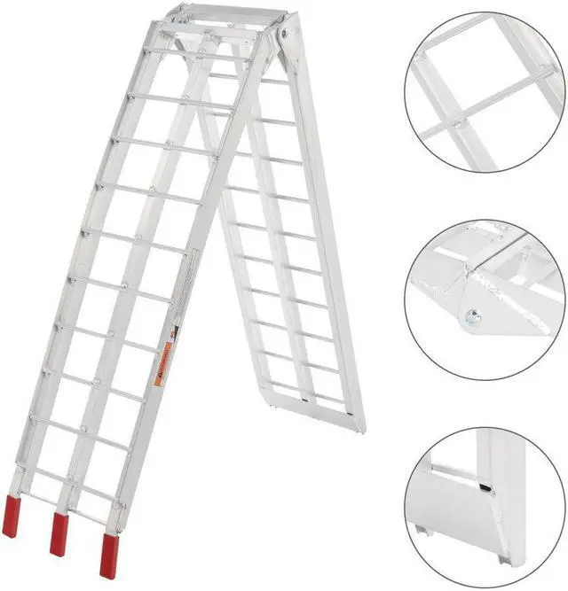Alt view image 3 of 6 - Single 7.5ft Motorcycle Loading Ramp Aluminum Folding Truck Trailer 750lbs Rated