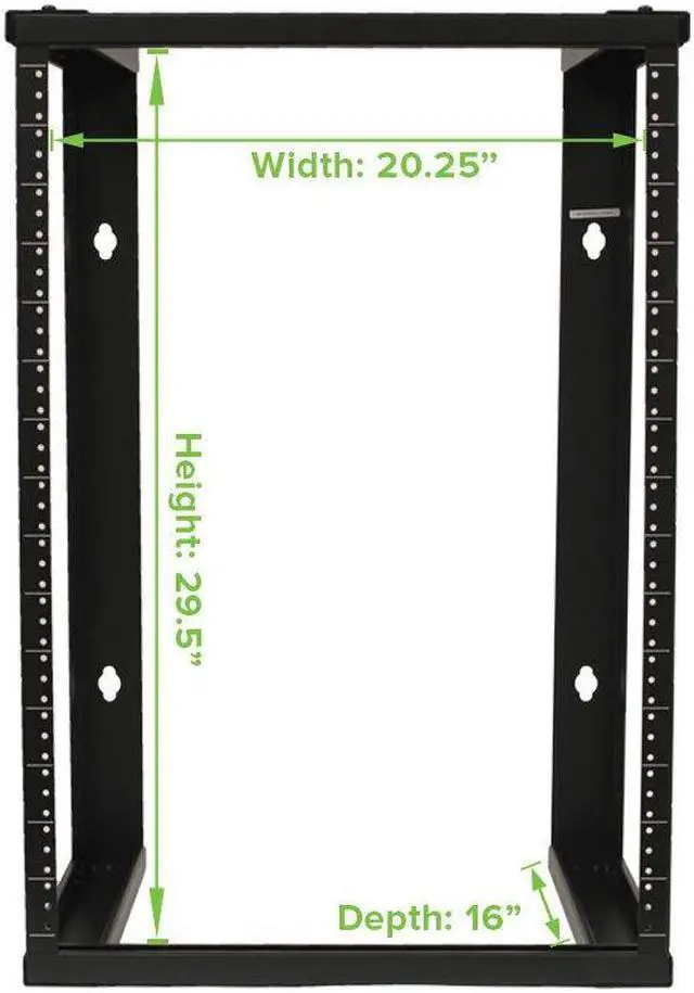 Alt view image 6 of 7 - 15U Wall Mount Open Frame 19" Server Equipment Rack Threaded 16 inch depth Black