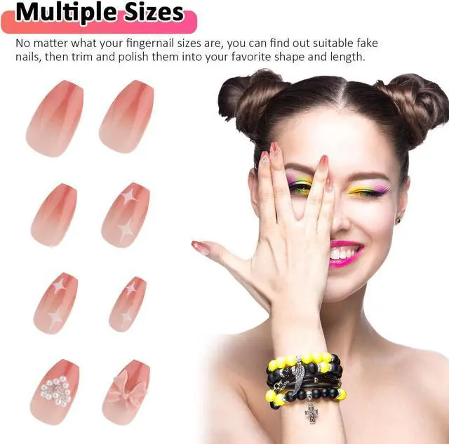 Alt view image 3 of 6 - 24X Extra Long Coffin False Nails Full Cover Press On Fake Fashion Nail Art Tool