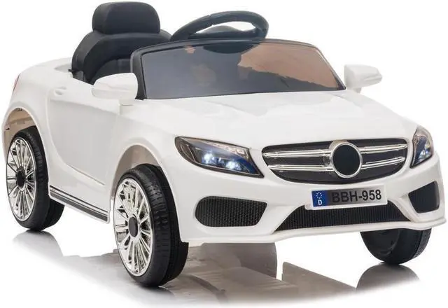 Alt view image 2 of 7 - White 12V Kids Ride On Car Electric Car W/ USB MP3 Player LED Lights Remote