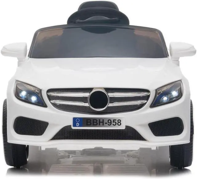 Alt view image 6 of 7 - White 12V Kids Ride On Car Electric Car W/ USB MP3 Player LED Lights Remote